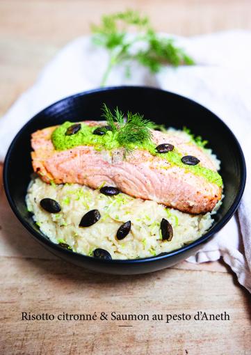 Risotto citronné et saumon au pesto d'aneth