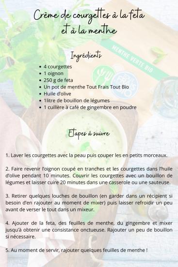 Recette menthe tout frais tout bio