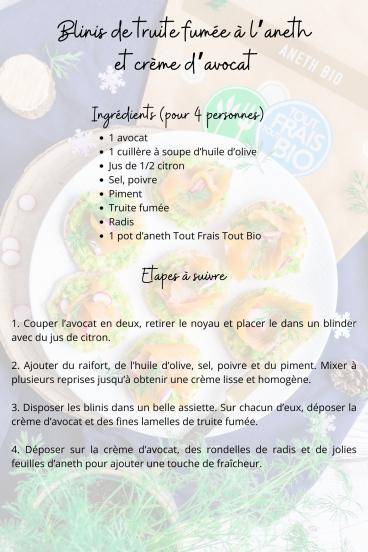 Recette aneth tout frais tout bio